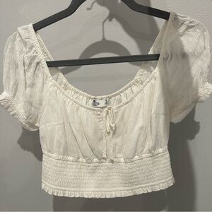 Hollister cropped white shirt size small